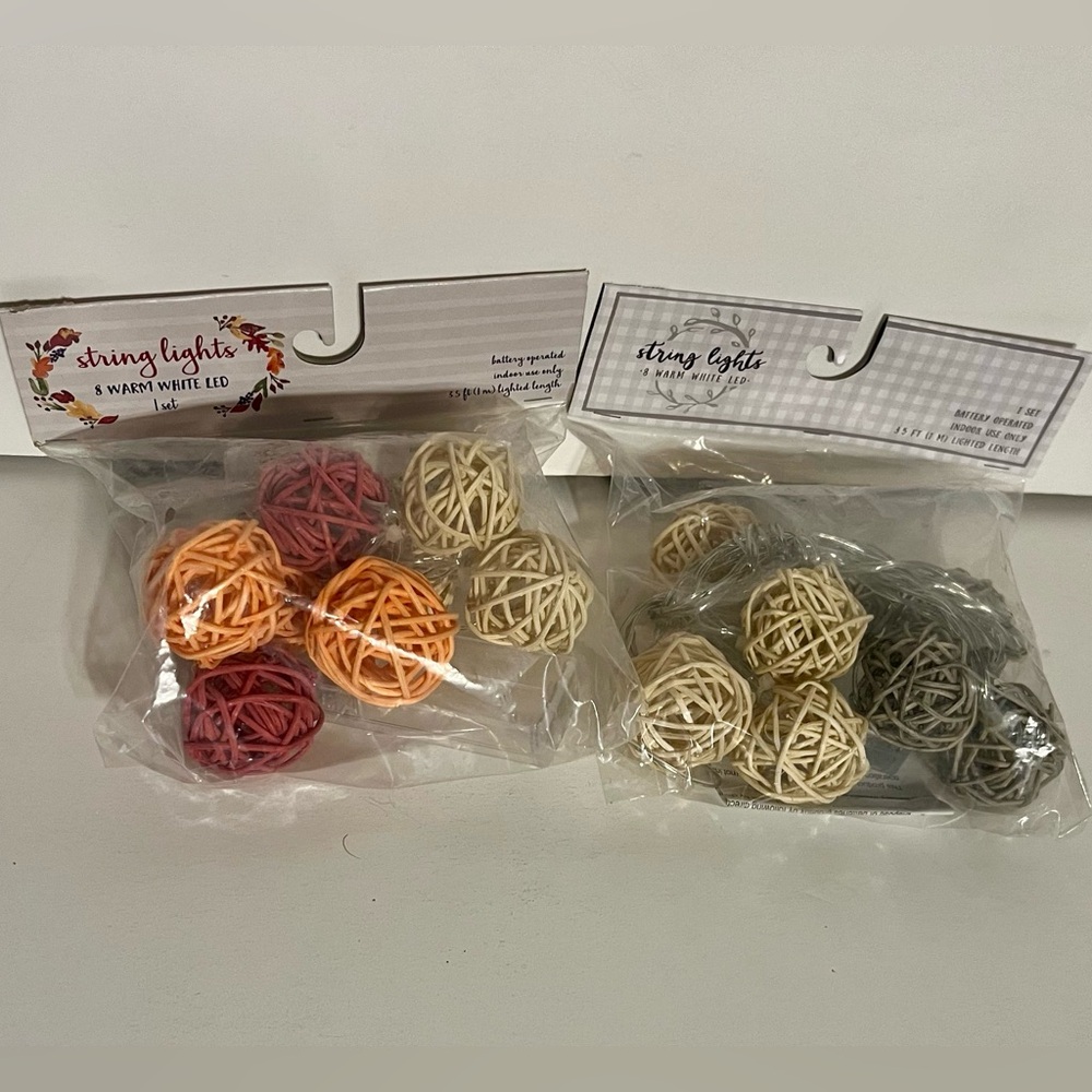 Seasonal Specialties STRING LIGHTS 8 Warm White LED battery operated 2 pack